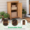 Wood package delivery box with openable lid and removable shelf, made of sturdy acacia wood, ideal for garden storage.