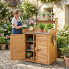 Wood Plant Workstation with Stainless Steel Tabletop and Removable Shelves-Natrual - Gallery View 1 of 10