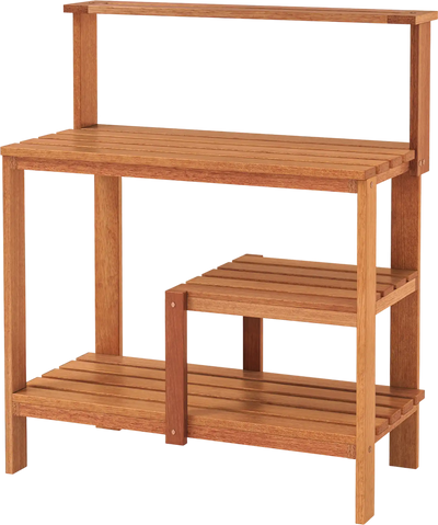 Costway Outdoor Garden Wood Potting Bench Workstation Open Shelves 93248617 New