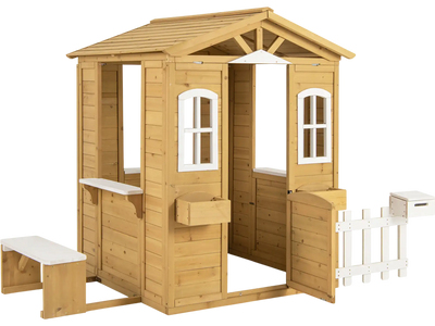 Costway Wood Playhouse Bench Serving Stations Kids 2+ 278316549 New