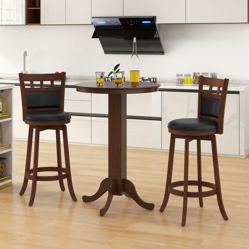 Wood Pub Round Dining Table with Pedestal Base-Espresso - Gallery View 1 of 10