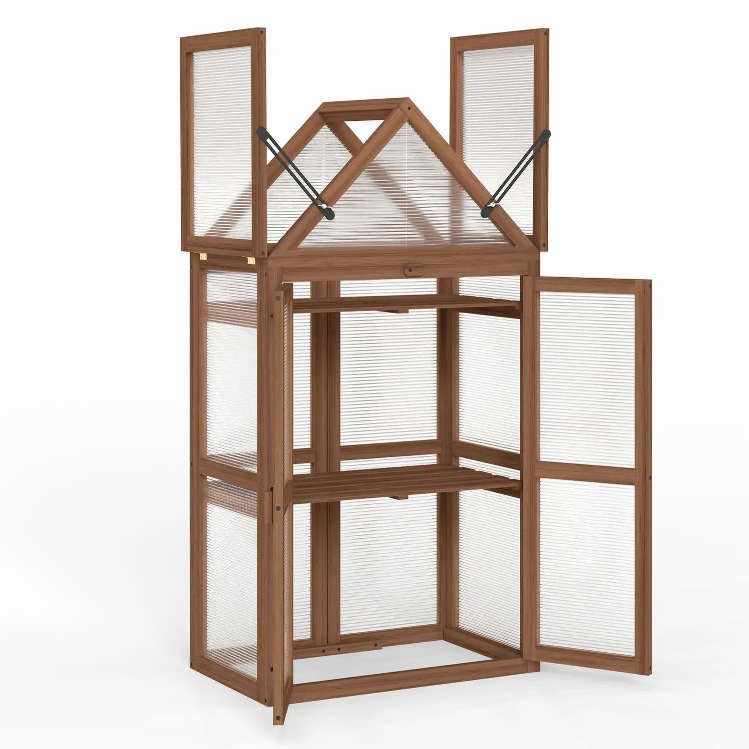 Costway Wood Raised Flower Planter Shelf Adjustable Shelves Greenhouse 22027991 New