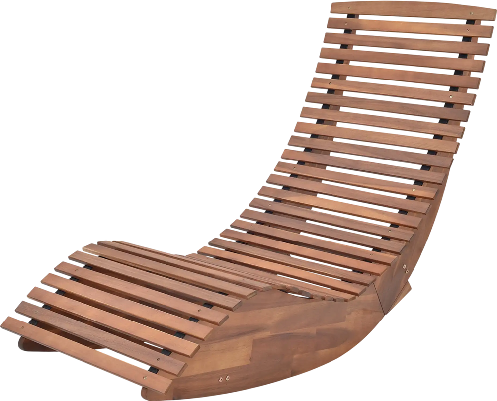 Outdoor Acacia Wood Rocking Chair with Widened Slatted Seat and High Back