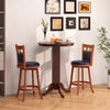 Wood swivel bar stools set of 2 with faux leather upholstery, perfect for a bar table height of 40-43 inches.