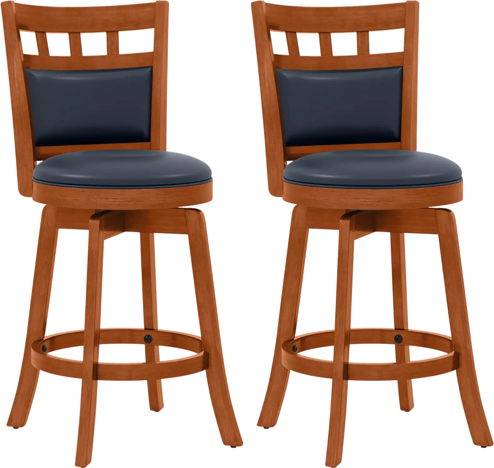 Costway Swivel Wood Bar Stools Faux Leather Upholstered Set of 2 41298356 New