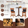 Wood swivel bar stools set of 4 with faux leather upholstery, ergonomic backrest, and sturdy rubber wood frame for comfort.
