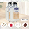 Two bottles of 16 oz wood oil cleaner and brightener with brushes, gloves, and duster cloth for easy application.
