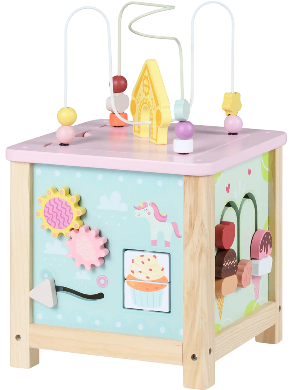 Wooden Activity Cube with Montessori Sensory Toys for 18+ Months Toddlers