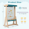 Wooden art easel for kids with a natural fir wood frame, storage trays, and detachable paper roll holder for creative.
