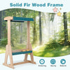 Wooden art easel for kids with fir wood frame, storage trays, and detachable paper roll holder for outdoor creativity.