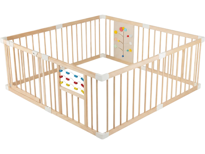 Costway Wooden Baby Playpen Adjustable Large Play Yard for Infants 46253447 New