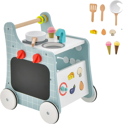 Costway 6-in-1 Wooden Baby Walker Play Kitchen 25841976 New