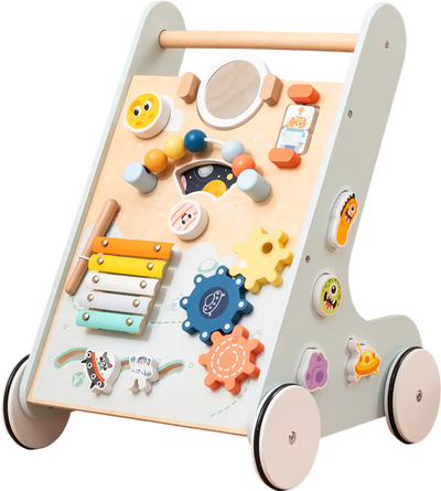Costway Wooden Baby Walker Push Pull Learning Activity Center 425973186 New