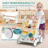 Wooden baby walker in green with easy-to-grip handle, smooth-rolling wheels, and 8-in-1 learning activities for.