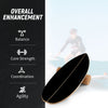 Wooden balancing board with cork roller for enhancing balance, coordination, and core strength, ideal for various.