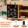 Wooden barbecue grill playset with chalkboard, featuring storage and 25 BBQ accessories for imaginative play.