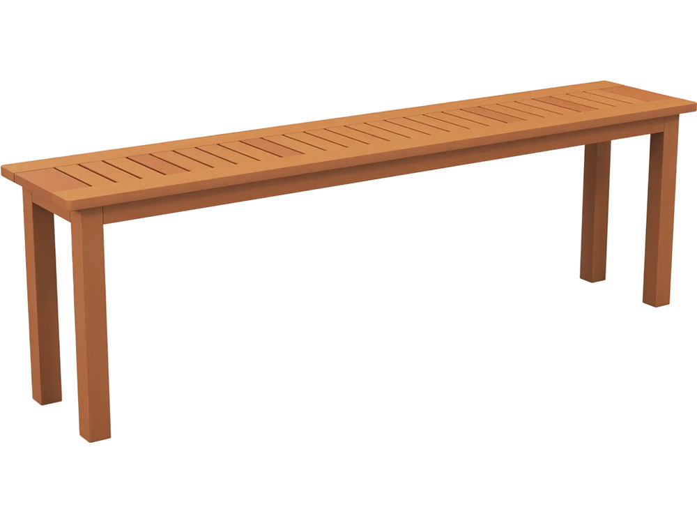 Outdoor 59 Inch Long Patio Dining Backless Wooden Bench with Teak Oil Finish