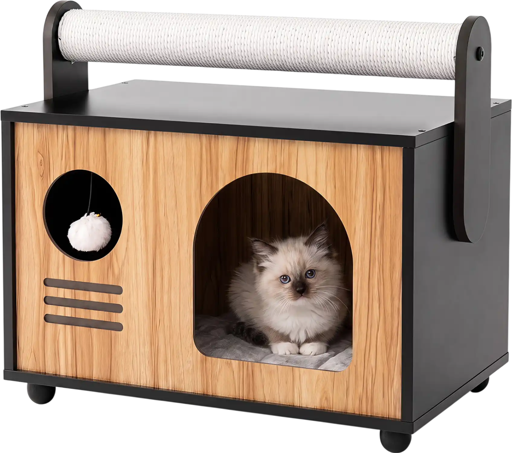 Costway Wooden Cat House Scratching Post 39720825 New