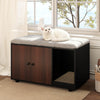 Wooden Cat Litter Box Enclosure Hidden Litter Box Furniture with Scratching Board-Black - Gallery View 1 of 10