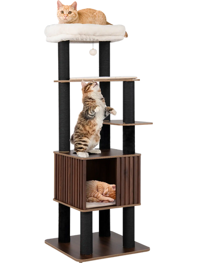 Costway Wooden Cat Tower Top Perch Soft Padding 82746557 New