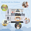 Wooden chef play kitchen with realistic range hood, stove, and accessories for imaginative play and developing.