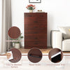 Wooden chest of drawers with 7 storage compartments, charming wood grain finish, and metal handles for easy access.