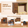 Wooden computer desk workstation in rustic brown with ample leg space, three drawers, and smooth metal slides for home.