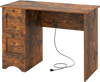 Rustic brown wooden computer desk with 3 drawers and large tabletop, ideal for home office or study use.