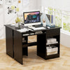 Wooden Computer Desk with CPU Stand-Black - Gallery View 1 of 10