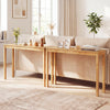 Modern farmhouse wooden console table with a thickened natural top, perfect for narrow spaces and home decor.