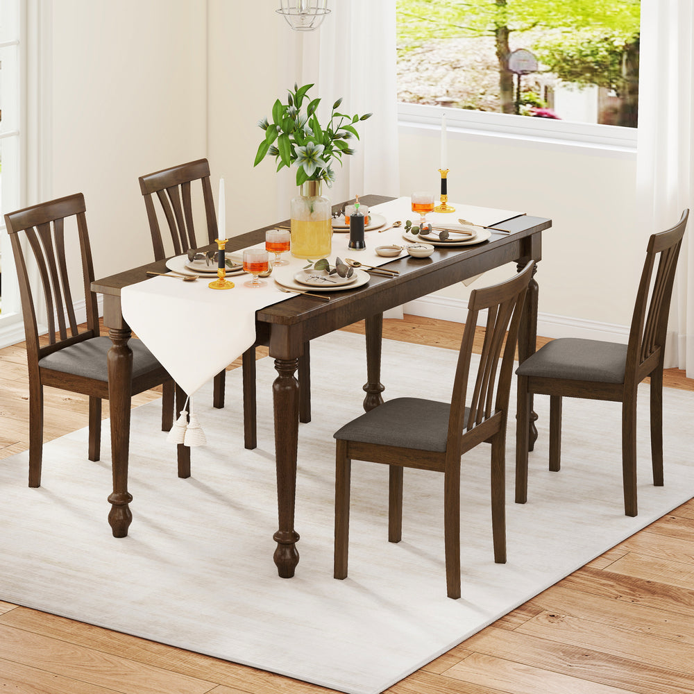 Brown wooden dining chairs set of 2 with linen fabric upholstery, perfect for stylish dining areas and gatherings.