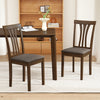 Set of 2 wooden dining chairs with brown rubber wood frame and linen fabric upholstery, perfect for dining areas.