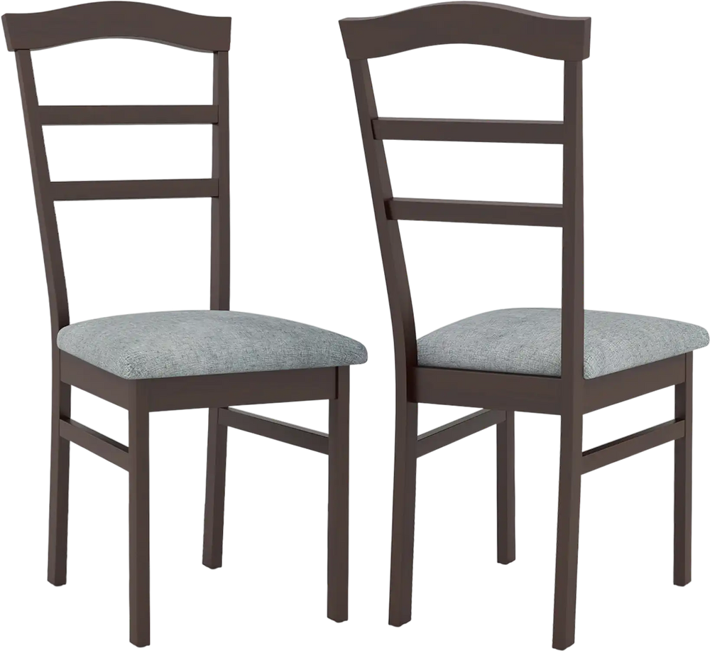 Wooden Dining Chair Set of 2 Linen Fabric Upholstered Kitchen Chairs Farmhouse Side Accent Chairs