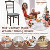 Mid-century modern wooden dining chair with linen fabric upholstery, perfect for kitchen or dining room use.