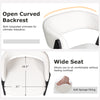 Curved backrest and wide seat of a black wooden dining chair set, upholstered in soft white faux sherpa for comfort.
