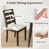 Wooden dining chair with walnut finish, featuring back and hip support, padded seat for comfort in dining settings.