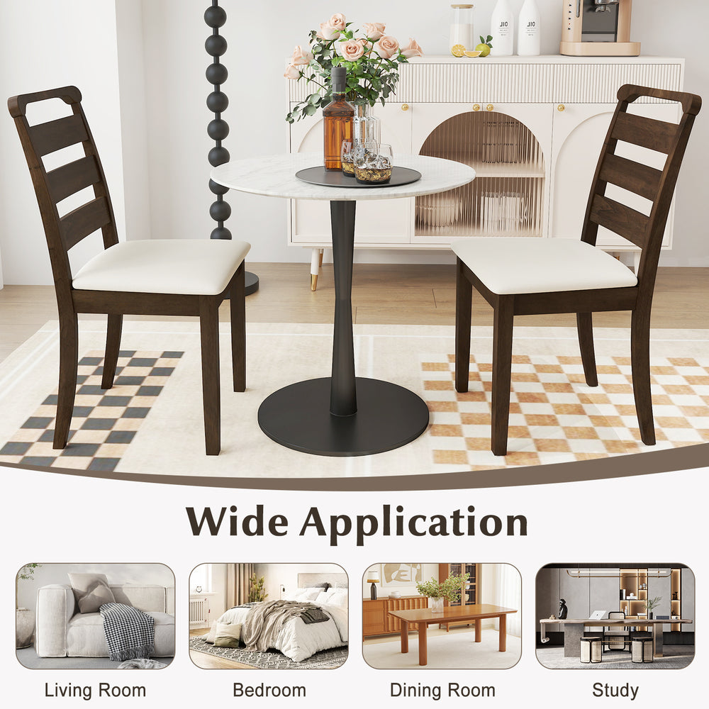 Walnut wooden dining chair set of 2 with padded seats, perfect for dining rooms and stylish home decor.
