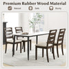 Walnut wooden dining chair set of 2 with padded seats and ladder backs, perfect for dining rooms and cafes.