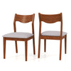 Wooden dining chair set of 2 with walnut finish, padded seat, and curved backrest for stylish comfort in any space.
