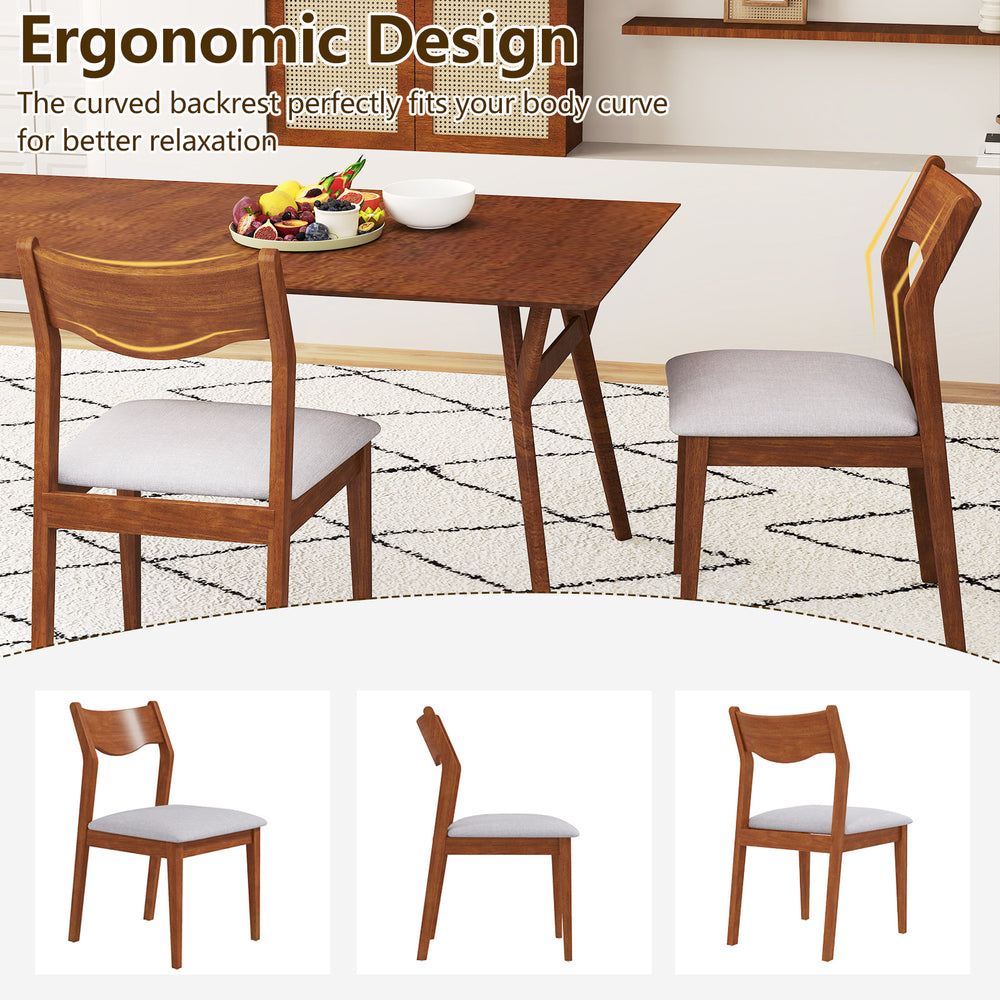 Wooden dining chair set of 2 with rubber wood frame and wide padded seat in walnut finish, perfect for dining rooms.