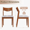 Wooden dining chair dimensions with rubber wood frame, wide padded seat, and curved backrest for comfort and style.