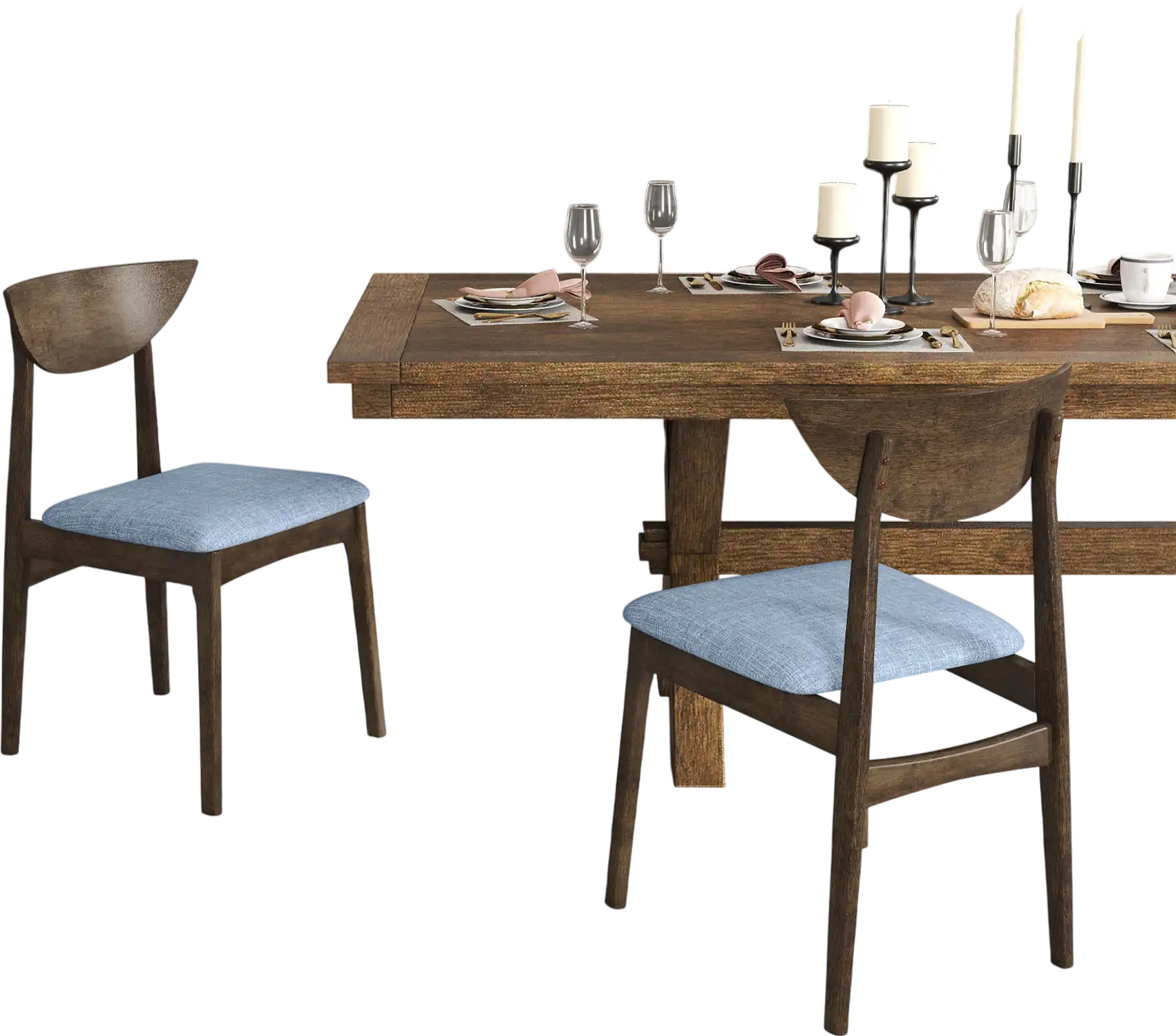Costway Wooden Dining Chairs Set of 2 Brown Rubber Wood Legs 781345296 New