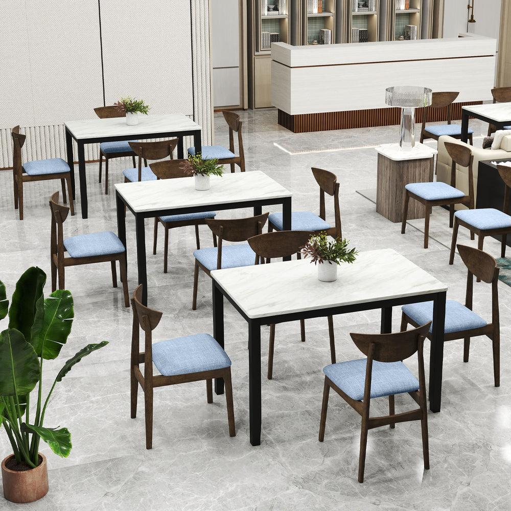 Wooden dining chair set of 2 with rubber wood legs and soft linen cushions, perfect for dining rooms or restaurants.