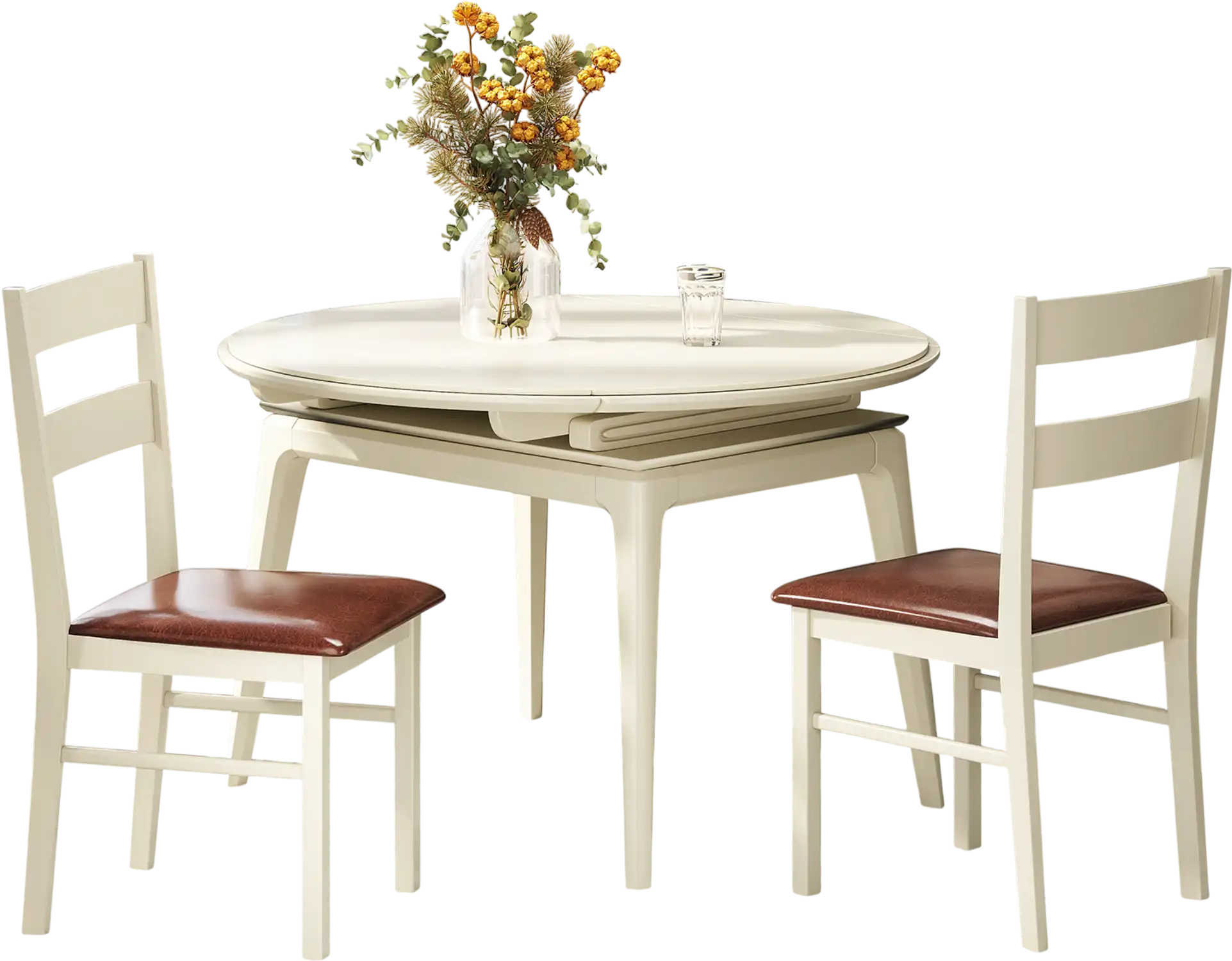 Costway Set of 2 Wooden Dining Chairs PU Leather Upholstered Armless Kitchen White 845923176 New