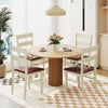 White wooden dining chair set of 2 with PU leather upholstery, perfect for home or restaurant use.