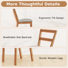 Wooden dining chair with ergonomic tilt design and breathable slat backrest, perfect for farmhouse kitchens.