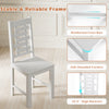 White wooden dining chair with reinforced crossbars and safe rounded corners, perfect for dining rooms and cafes.