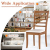 Wooden dining chair with beige upholstery and slatted backrest, perfect for dining rooms, studies, or living rooms.