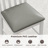 Close-up of padded seat in skin-friendly PVC leather, stain-resistant and waterproof, for wooden dining chair set.