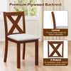 Wooden dining chair with padded seat and curved back, crafted from acacia wood for durability and comfort in beige.